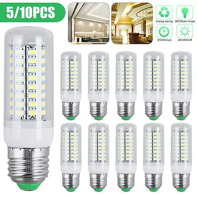 5/10x Bright E27 SMD LED Corn Bulb Lamp Workshop Light Cooling White AC 110V 12W • $15.98