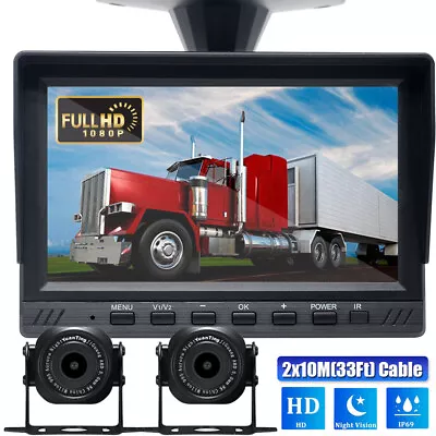 7  HD Monitor Dual Backup Rear View Camera System Night Vision For RV Truck Bus • $64.59