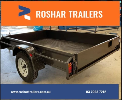 7x5 SINGLE AXLE HEAVY DUTY BOX TRAILER WITH CHECKERPLATE FLOOR & NEW TYRES • $1850