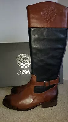 Vince Camuto V0-flavian Black/whiskey Leather Boots Size 10m • $100