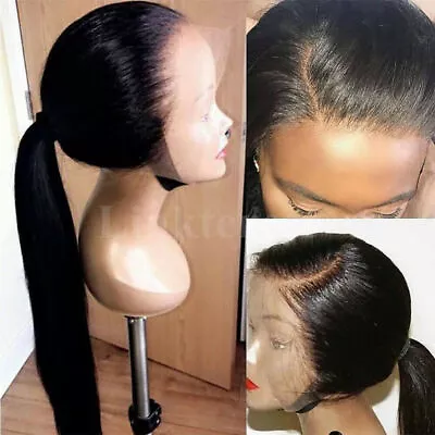 Glueless Long Human Hair Lace Front Wig Brazilian Wigs Pre Plucked Hairline • £150.08