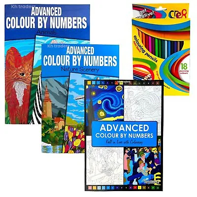 A4 Advanced Adult Colouring Book Books Colour By Numbers Colouring Book Relaxing • £4.99