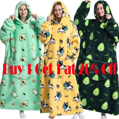 £25.55 • Buy Extra Long Fleece Oversized Hoodie Blanket Big.Hooded Wearable Sweatshirt Winter