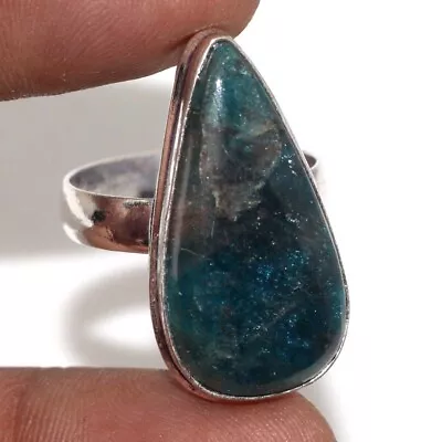 925 Silver Plated-Blue Apatite Ethnic Ring Jewelry US Size-8 MJ • $2.99
