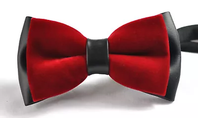 New Mens Fashion 2 Layer Velvet Black Red Shining Bow Tie Bowtie Wedding Party • $9.95