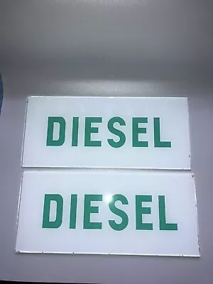 VTG Pair Of Original DIESEL Ad Glass- Gas Pump Parts 10-3/4” X 4-3/4” NOS • $85