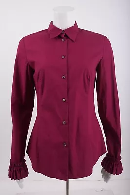 Miu Miu Womens Blouse Shirt Top US 6 EU 42 Magenta Long Sleeve Ruffle Cuff • $95.20