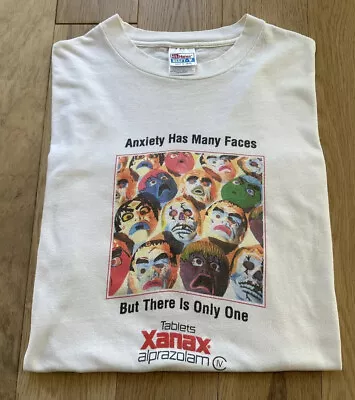 $800 • Buy Vintage Xanax Anxiety Has Many Faces Promo T-Shirt Hanes Beefy T Rare XL