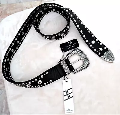 B-low The Belt FRANK MOTO BELT Black Leather Silver Studs SZ M  MSRP $132 NWT • $129