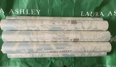 Laura Ashley Wallpaper Tatton Duck Egg/Pale Linen W077526-A/1 Free Postage • £33.50