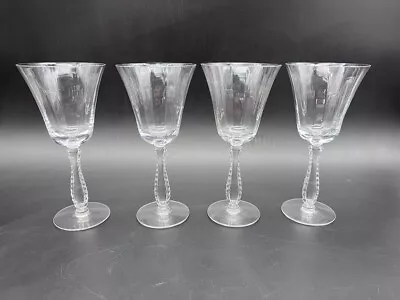 4 Vintage FOSTORIA 9 Oz. Crystal Silver Flutes Water Goblets 7-7/8  Wine Glasses • $39.99