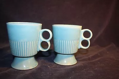 2 Vintage Mid Century Modern Coffee Cups Blue • $5