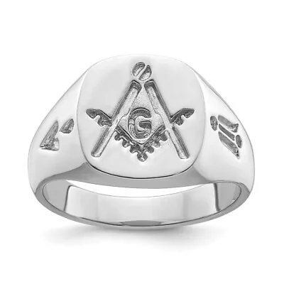 14k White Gold Polished And Grooved Masonic Ring Gift For Men Size 10 • £1698.88