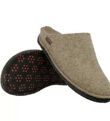 HAFLINGER Soft Felt Wool Slipper Unisex Earth Womens 11/ Mens Sz 9 NEW • £83.59