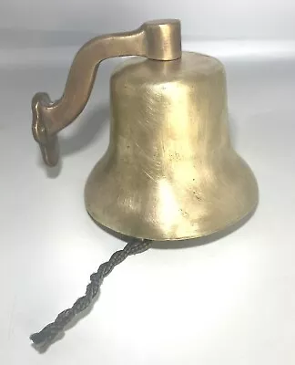 Vtg Solid Brass Bell School Dinner Farm Wall Mount • $87.99