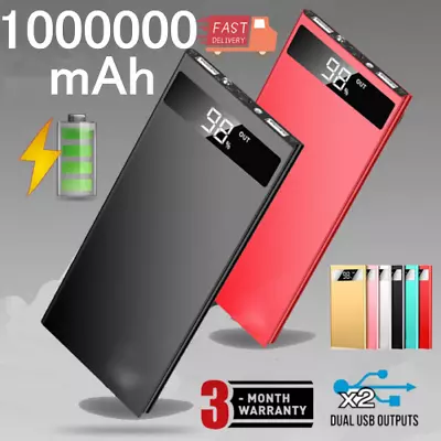 $9.99 • Buy 1000000mAh Portable Power Bank 2 USB Fast Charging External Battery Pack Charger