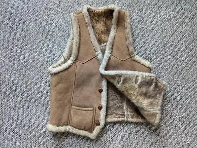 Vintage SHEARLING Sheepskin Vest S Wool RANCHER Hippie 38-40 Boho WESTERN Ardney • $168.95