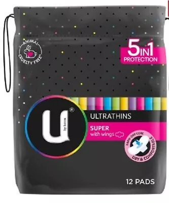 4 X Packs = 48 Pads U By Kotex Ultrathin Super With Wings • $25