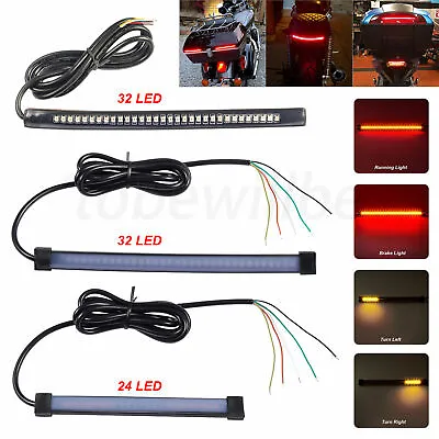 $9.50 • Buy Motorcycle Flexible LED Tail Strip Turn Signal Light Red Amber License Plate