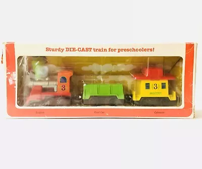 Mattel Preschool First Wheels DieCast Train No 1887 Engine Coal Car Caboose 1980 • $36