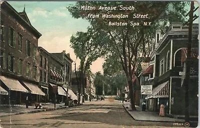 Milton Ave S From Washington St Ballston Spa New York Vintage Postcard ~ Signage • $11.99