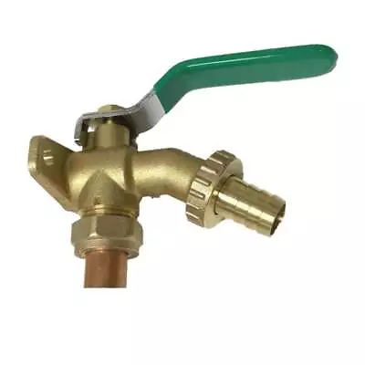 15mm Outside Garden Hose Bib Tap Quarter Turn Lever & Wall Plate Brass 195995 • £9.99