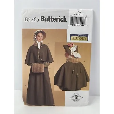 Butterick B5265 Pattern AA Size 6/8/10/12 Civil War Cape Skirt Hat Muff UNCUT • $11.25