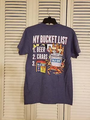 New MARYLAND MY MARYLAND  OLD BAY MY BUCKET LIST BEER CRABS BLUE T  SHIRT SMALL • $17.99