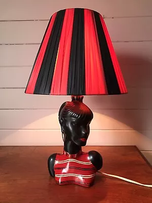 Rare Vintage Barsony Pottery Black Lady Lamp H-4 Signed Barsony • $1600