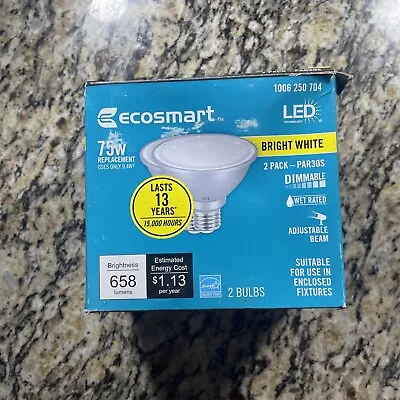 2-pak 75w LED PAR30S Bright White EcoSmart Floods Dimmable Energy Star • $12.93