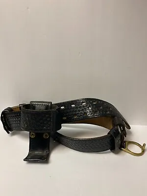 Vintage Aker Tex Shoemaker & Son Leather Brass Police Cop Duty Belt • $60