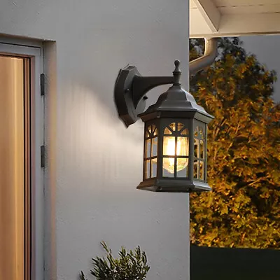 Metal&Glass Outdoor Waterproof Wall Lantern Wall Light Balcony Lamp Garden Porch • £17.95