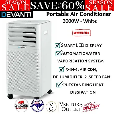 $322.05 • Buy Devanti Portable Air Conditioner 2000W Cooling Mobile Fan Cooler Dehumidifier