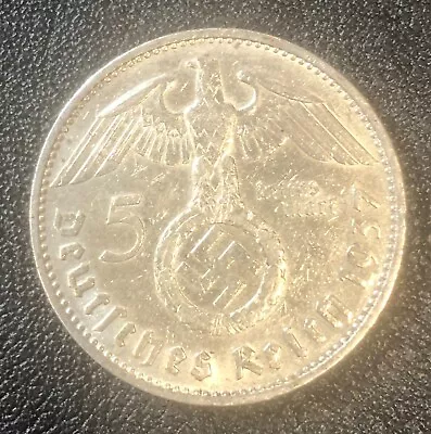 1937-F Germany German 5 Five Mark Third Reich Silver World High Grade Coin • $26