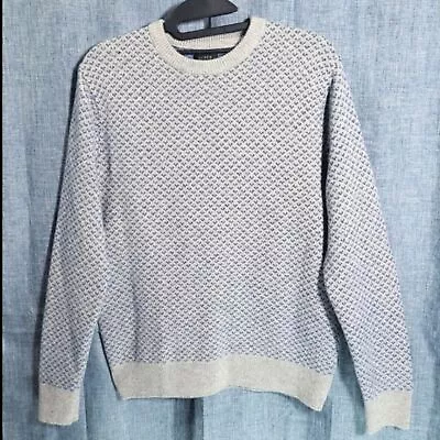 J CREW Merino Wool Donegal Bird's-Eye Sweater Blue/Cream Size S/M • $39