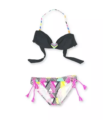 Raisins Womens Heart Side Tie 2 Piece Bikini Multicoloured Medium • $19.55