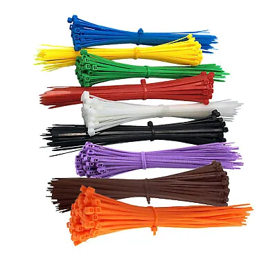 £14.69 • Buy All Sizes 100x Colour Cable Ties Extra Strong Long Heavy Duty Nylon Zip Ties