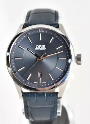 Oris Artix Big Crown Blue Watch 7642B 42mm Automatic Leather Band Swiss Made • $795