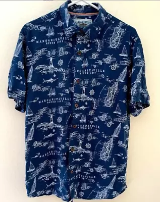 Margaritaville Hawaiian Shirt XXL Navy Margaritaville Map Bay Islands Rayon NWT • $30