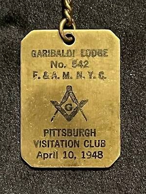 Giarabaldi Masonic Freemason Lodge Pittsburgh Visitation Club Keychain 1948 • $1