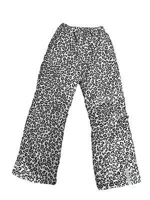 Hanna Andersson Girls Snow Winter Ski Pants Gray Cheetah Animal Print 10Y/140cm • $22.99