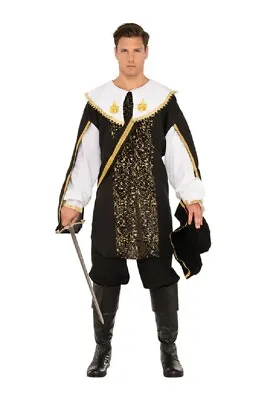Royal Renaissance Guard Black Musketeer Adult Men's Halloween Costume STD-XXL • $39.95