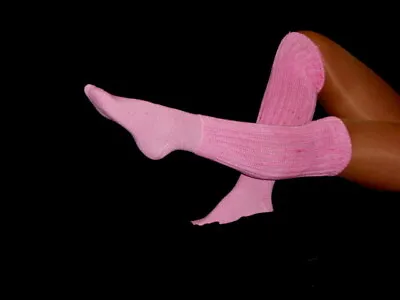 2 Pr Slouch Knee Socks Pink Hooters Uniform Soccer Lingerie Run Walk Hike Gym • $20.37
