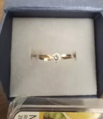 9ct Gold Diamond 0.25ct Solitaire Ring Size R • £140