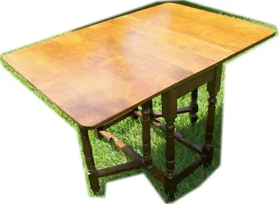 Antique British Oak Cottage Apartment Drop Leaf Side Kitchen Occasional Table • $309