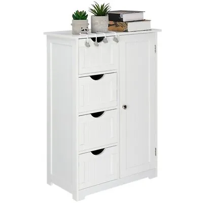 $81.90 • Buy Floor Bedroom Cabinet Wooden W/ Dresser Chest Of 4 Drawers Storage Organizer