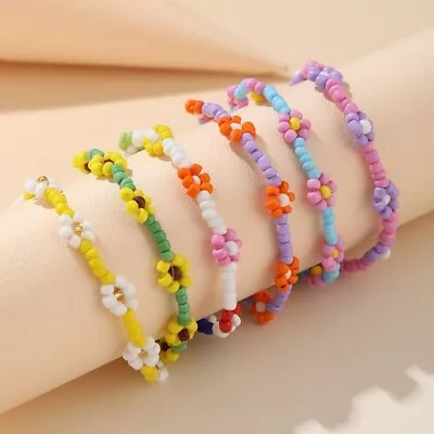 £2.99 • Buy Bohemia Beaded Daisy Charm Bracelet Women Girls Jewellery Gift UK