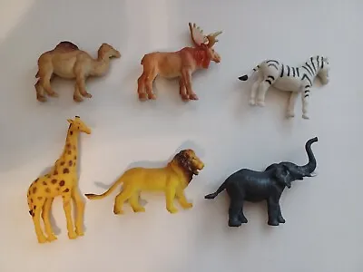 $5 • Buy 6 Animals Figures Toys Wild Zoo Plastic Jungle Animals Mixed Lot Safari