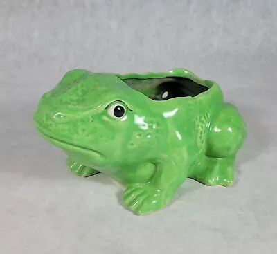 Vintage 1950's MCM 8  Pottery Ceramic  Green Frog Toad Planter Japan • $29.50