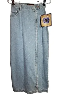 Womens New Baccini Light Blue Denim Jean Full Zip Up Pencil Skirt Sz 3/4 Vtg  • $15.49